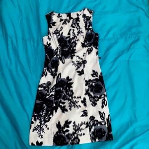 Black and white floral cocktail dress
